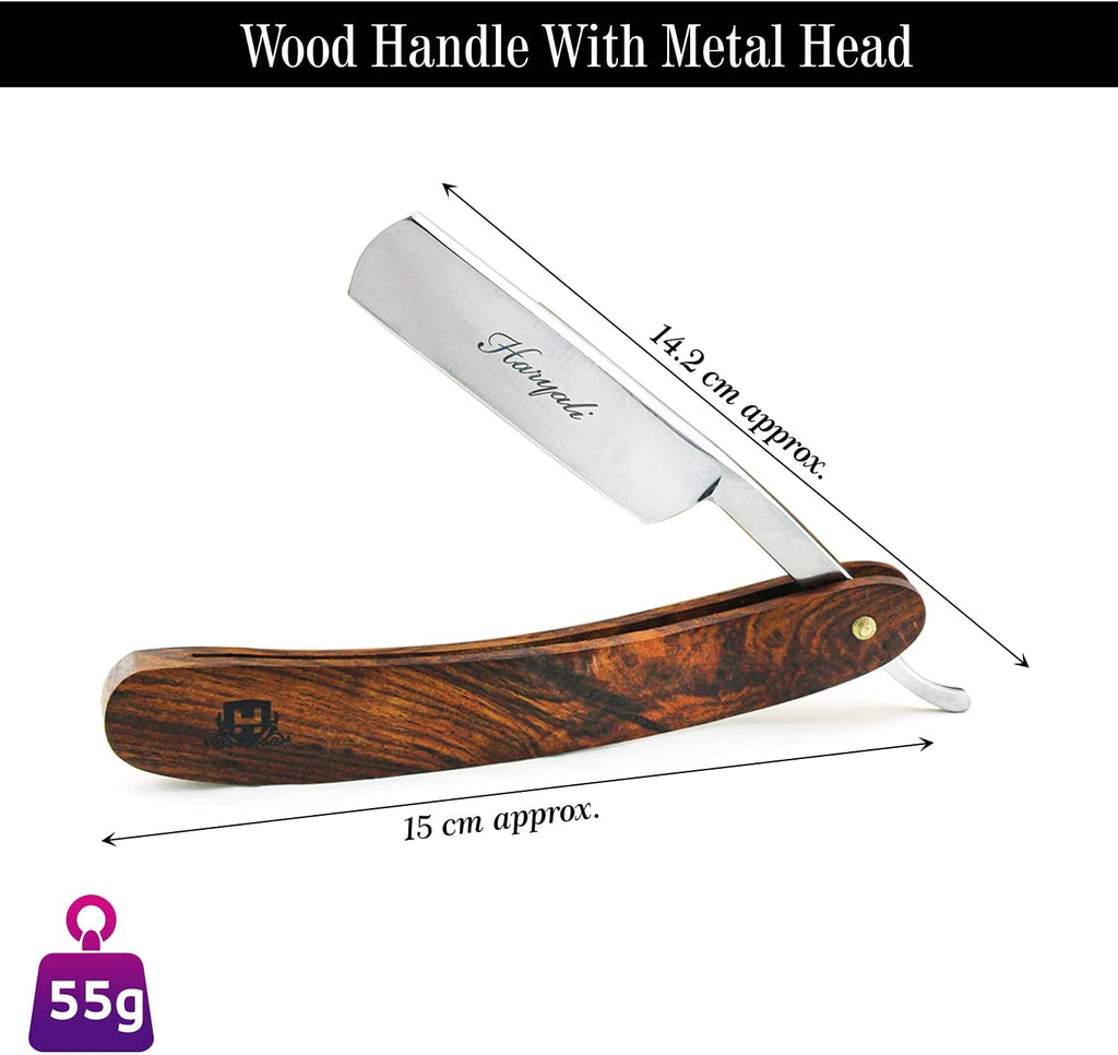 Haryali's Straight Edge Razor Kit - Wood Handle